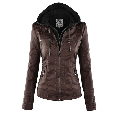 Faux Leather Jacket Women 2022 Basic Jacket Coat Female Winter Motorcycle Jacket Faux Leather PU Plus Size Hoodies Outerwear ► Photo 1/6