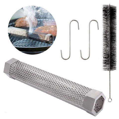 Smoke Generator For Cold Smoked Stainless Smokehouse Pellet Smoker Mesh Tube Grill 12 Hexagon Square Round BBQ Cooking Tool Sets ► Photo 1/6