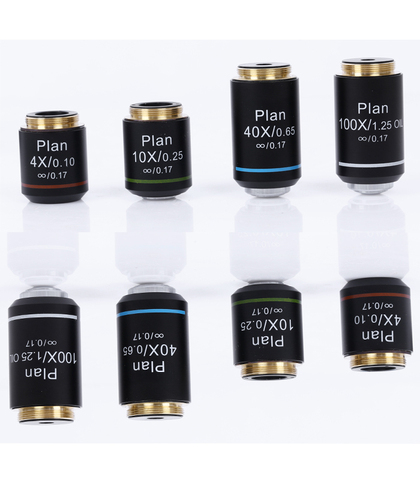 High Quality 4X 10X 40X 100X Plan Infinity Achromatic Objective Lens for Biological Microscope Lens Accessories Standard RMS ► Photo 1/2