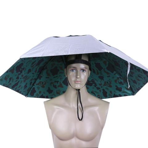 1Pc Portable Outdoor Foldable Sun Rain Umbrella Hat Headwear Cap Head For  Fishing Beach Head Hats