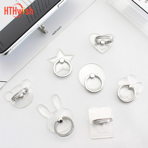 Finger Ring Mobile Phone Smartphone Stand Holder For iPhone X Samsung cell Smart  transparent Phone Ring holder Car Mount Stand ► Photo 1/6