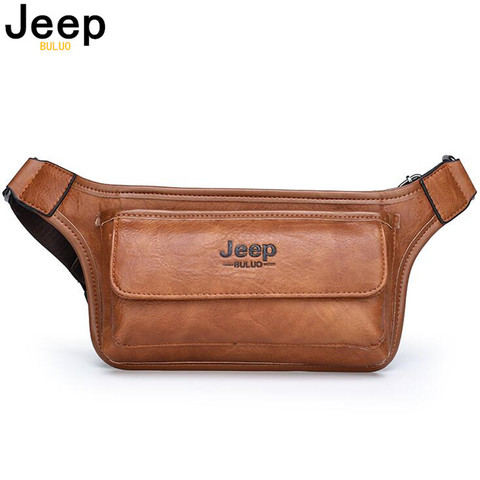 JEEP BULUO Brand Casual Functional Money Phone Belt Bag Chest Pouch Waist Bags Unisex Pack Sling Bag Leather Hip Bag ► Photo 1/6
