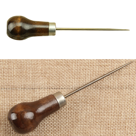 Hot 1Pc Professional Leather Wood Handle Awl Tools For Leathercraft Stitching Sewing Accessories ► Photo 1/6