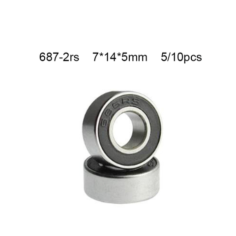 Sealed Deep Groove Ball Bearing Rubber 687 687RS 7x14x5 MINI Miniature Steel 10pcs 687-2RS 7*14*5 Mm 10*10*5cm China Free ► Photo 1/4