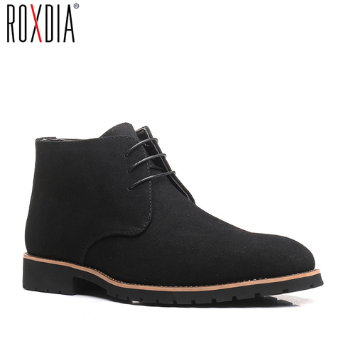 Men Boots Genuine Leather Autumn Winter Work Shoes Male Lace Up Man Ankle Boots New ROXDIA Plus Size 39-48 RXM144 ► Photo 1/6