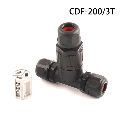 IP68  T Shape Waterproof Connector 3 Pin Cable Wire Gland Sleeve Connectors  Fast Screw connection Outdoor waterproof Terminal ► Photo 1/6