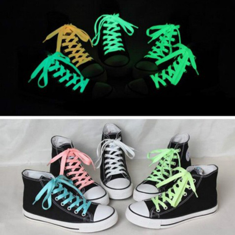 1 Pair Luminous Shoelaces Athletic Sport Flat Canvas Shoe Laces Glow In The Dark Night Color Fluorescent Shoelace ► Photo 1/6