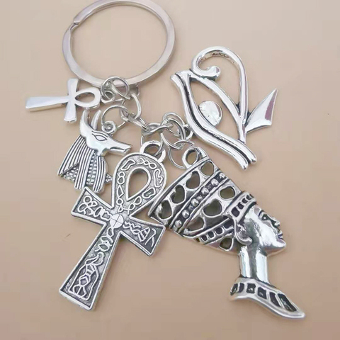 New Fashion Egypt Keychains Queen Nefertiti Ankh Cross Eye of Horus Charms Car Keychain Bag Handbag Keyring Car Key Chains NEW ► Photo 1/6