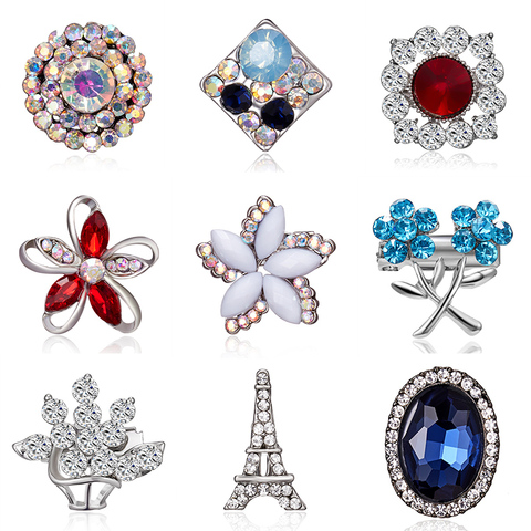 Elegant Geometric Hollow Glass Flower Rhinestone Small Brooch Crystal Small Cute Pins for Women Wedding Bouquets Jewelry Gifts ► Photo 1/6