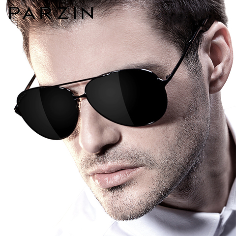 PARZIN Classic Aviation Men Sunglasses Brand Design Alloy Frame Pilot  Polarized Sun Glasses For Driving Male Black UV400 ► Photo 1/6