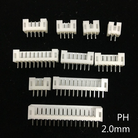 100 pcs of PH 2.0mm 2-10Pin Straight JST Socket Male Connector White ► Photo 1/5