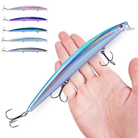 Fishing Lures 1pcs 18cm 24g Big Long Fish Minnow Sea Fishing Lure Bait 3D  Eyes Strong Hooks Lures for Sea Fishing Fishing Hooks