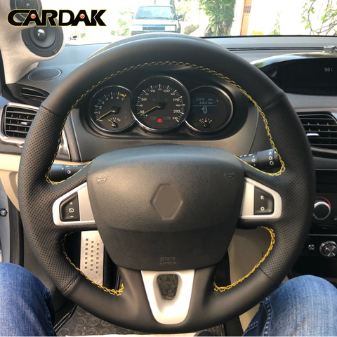 CARDAK Black Artificial Leather Steering Wheel Cover for Renault Megane 3 2009-2014 Scenic 2010-2015 Fluence ZE 2009-2016 ► Photo 1/5