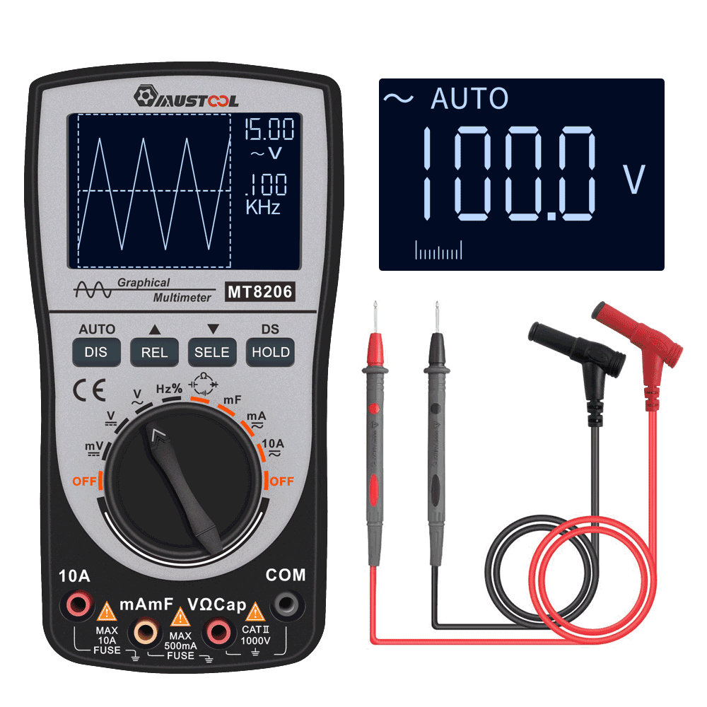 MUSTOOL Upgraded MT8206 2 in 1 Intelligent Digital Oscilloscope Multimeter Current Voltage  Frequency Tester Analog Bar Graph ► Photo 1/6