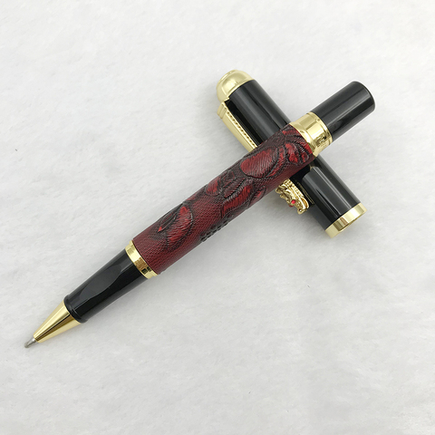 Jinhao Dragon Rollerball Pen Gift High-end Gold Dragon Clip Black Ink Refill 0.7mm Red Brown Emboss Ballpoint Pens with Cap 1pc ► Photo 1/6