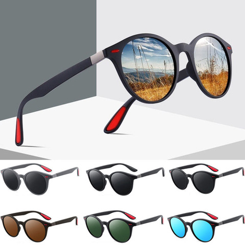 NEW FashionSquare Retro Rivet Polarized Sunglasses UV400 Men's Circle GlassesClassic Driving Sunglasses Oversized Sunglasses Men ► Photo 1/6