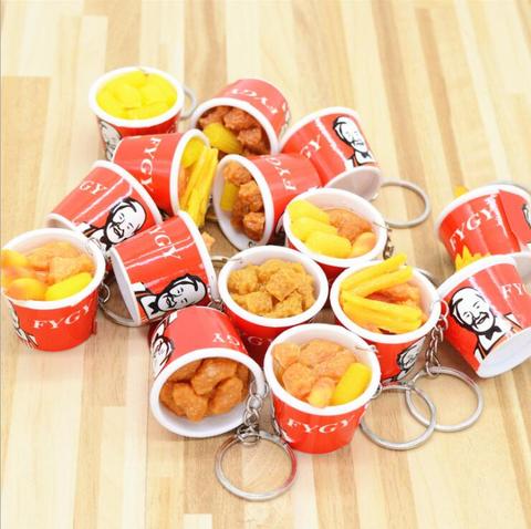 Creative simulation KFC kfc family bucket food keychain car key keychain for men and women kids toy key chain gifts ► Photo 1/5