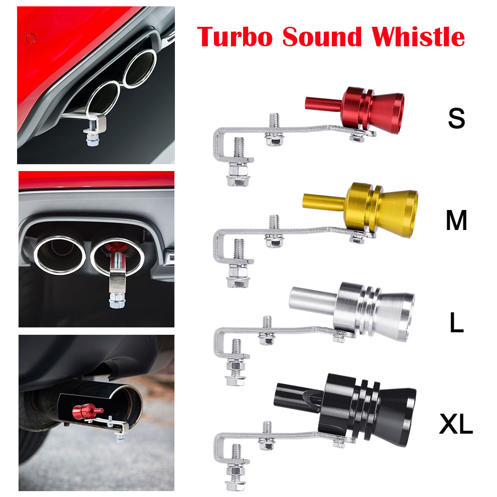 HNGEO Car tailpipe Motorbike Car Exhaust Fake Turbo Whistle Pipe Sound Muffler Blow Off Valve Universal Simulator Whistler applies to cars Color : Silver L 