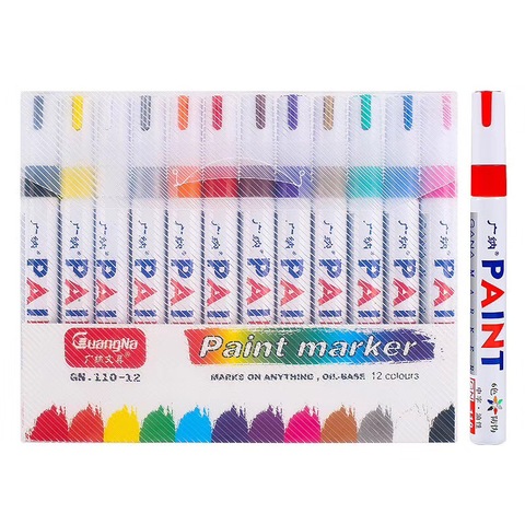 12 colors set Waterproof Car Tyre Tire Tread Rubber Metal Permanent Paint Marker pen Graffti Oily Marker pen Stationery Supplies ► Photo 1/6