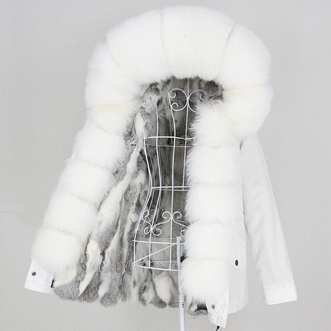 OFTBUY 2022 Real Rabbit Fur Coat Waterproof Parka Natural Fox Raccoon Fur Collar Hood Winter Jacket Women Outerwear Removable ► Photo 1/6