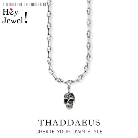 Skull Pave Charm Necklace,2022 Summer Brand New Fashion Jewelry Europe 925 Sterling Silver Bijoux Rebel Steel Gift For Women Men ► Photo 1/6