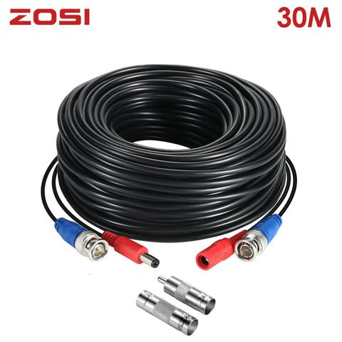 ZOSI 100FT 30M Transmission Connector BNC Video Wire Camera Power Security Cable videcam for CCTV Surveillance System DVR Kit ► Photo 1/6