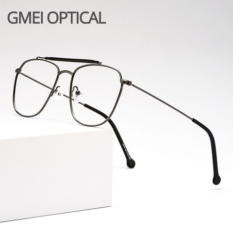 Classic Retro Double Beam Men Glasses Frames Metal Alloy Designer Pilot Frame For Myopia Reading Prescription Eyeglasses M1876 ► Photo 1/6