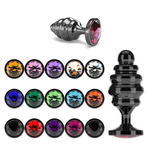 Gun Metal Screw Thread Anal Plug For Women Crystal Stone Jewelry Base Smooth Butt Anus Dilatator Plug Men Gay Adult Sex Toys ► Photo 1/5