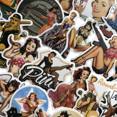 49Pcs Mixed World War II Sexy Pin up Girl Poster Stickers Waterproof DIY Stickers for Car Phone Motorcycle Luggage Laptop Decal ► Photo 1/5