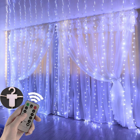 3m LED String Lights Christmas Curtain USB Fairy Lights with Remote Garland For Wedding Party Window Home Outdoor String Decor ► Photo 1/6