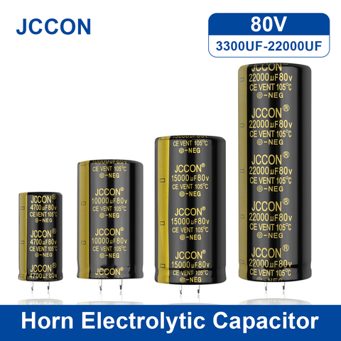 JCCON 2Pcs 80V Horn Electrolytic Capacitor 3300UF 4700UF 6800UF Volume Welding Full-Voltage For Audio Hifi Amplifier 105℃ ► Photo 1/6