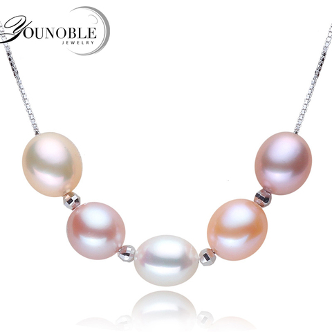 Real Beautiful Genuine 925 Sterling Silver Necklace,Colorful Natural Pearl Necklace Jewelry For Girl Birthday ► Photo 1/6