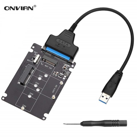 Onvian M.2 NGFF or MSATA to SATA 3.0 Adapter USB 3.0 to 2.5 SATA Hard Disk 2 in 1 Converter Reader Card with Cable for PC Laptop ► Photo 1/6