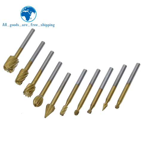 10 Pieces 1/8 HSS Routing Router Drill Bits Set Dremel Carbide Rotary Burrs Tools Wood Stone Metal Root Carving Milling Cutter ► Photo 1/5