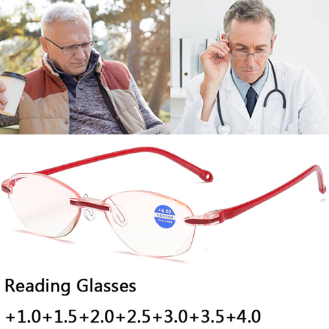 Anti Blue Light Reading Glasses Presbyopia Memory Hyperopia Frameless Magnifier Eyeswear Rimless +1.0+1.5+2.0+2.5+3.0+3.5+4.0 ► Photo 1/6