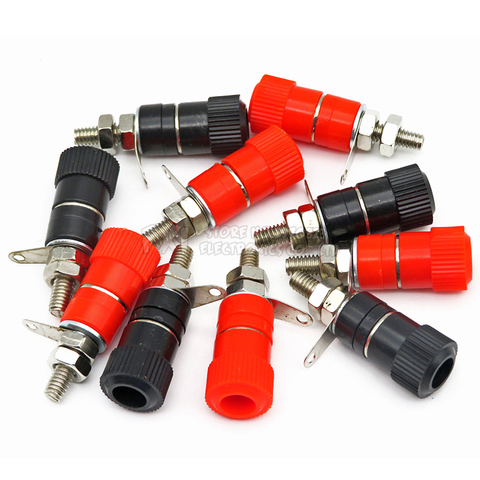 5PCS Terminal Blocks JS-910B 4MM Black Red FDKJGECF Terminal Connector Binding Post Banana Plug Amplifier Jack Mount ► Photo 1/6