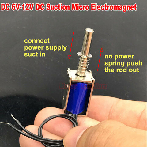 Micro Mini DC Electromagnet Solenoid Magnets 5mm Stroke DC 6V-12V 9V Suction Spring Push Pull Type ► Photo 1/5