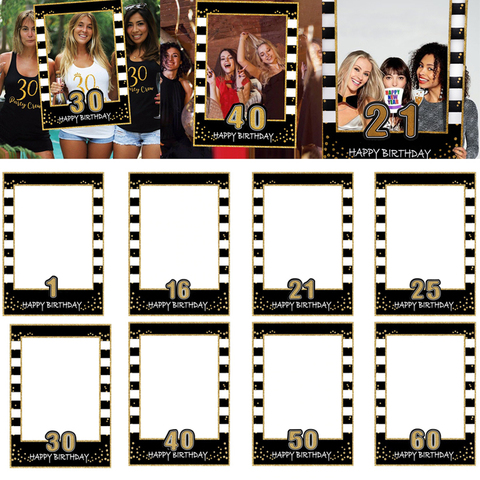 16th 21th 30th 40th 50th 60th Birthday Photo Booth Frame Props ONE Year Old Birthday Party Decorations Adult PhotoBooth Props ► Photo 1/6