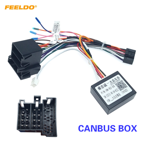 FEELDO Car Radio Stereo Head Unit 16Pin Wire Harness Adapter With Canbus Box For Volkswagen Android Power Cable Connector ► Photo 1/6