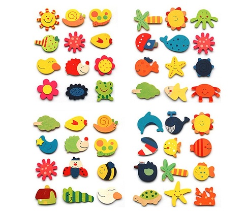 Wooden Refrigerator Magnet Fridge Stickers Animal Cartoon Colorful Kids Toys for Children Baby Educational 12pcs/lot ► Photo 1/6