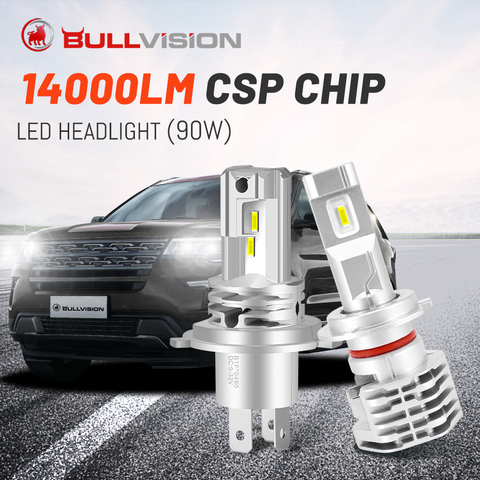 BULLVISION Mini H4 H7 LED H8 H9 H11 Headlight Bulb 4300K 6000K 8000K 12000LM Lamps 9005 9006 Hb3 Hb4 Running Lights For Cars 12V ► Photo 1/6