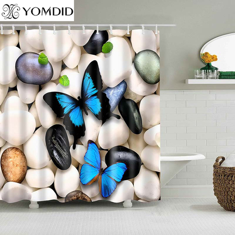 Chinese Shower Curtain Polyester Butterfly Pattern Printed Shower Curtains Bathroom Butterflies Printing Bathroom Accessories ► Photo 1/6