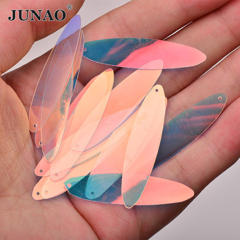 JUNAO 20g 10*40mm Large Transparent AB Color Sewing Sequins Decoration Flat Oval Sequin Paillettes for DIY Clothes Crafts ► Photo 1/6