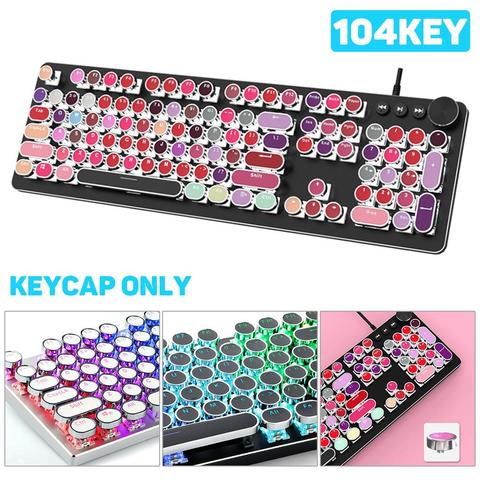 104 Keys Retro Round Keycaps Double Shot DIY Typewriter Keycap for Backlit Mechanical Keyboard Circular Key Cap For   Cherry MX ► Photo 1/5