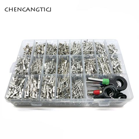 1918Pcs 1/1.5/1.8/2.2/2.8/3.5mm Male Female Auto Crimping Wire Terminal With Pin Removal Tool For VW Tyco AMP Boschs FCI Deutsch ► Photo 1/6