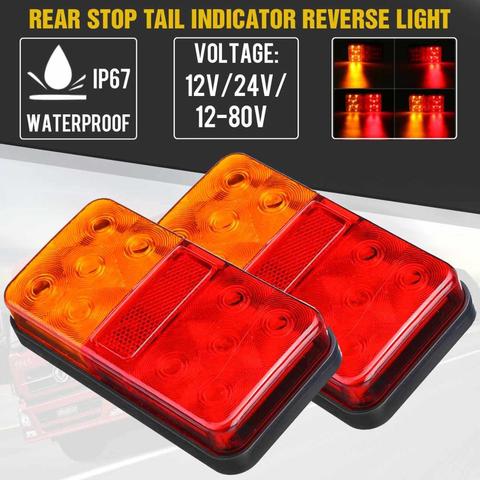 2PCS 12V 24V LED Tail Light Taillight Turn Signal Indicator Stop Lamp Rear Brake Light for Car Truck Trailer Caravan ► Photo 1/6