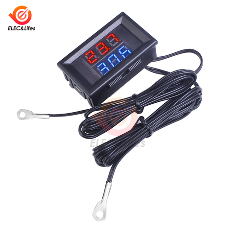 DC 12V 24V Digital Thermometer Temperature Sensor w/ Dual NTC Metal Waterproof Probe temperature tester DC 4-28V Car Room Indoor ► Photo 1/6