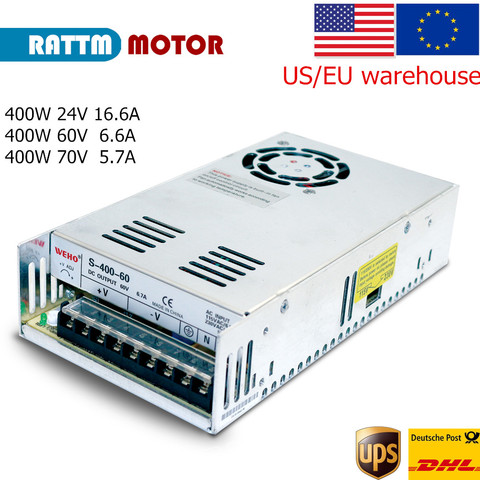 EU/US Ship! 400W DC Power supply 24V / 60V / 70V For CNC Router Single Output Foaming Mill Cut Laser ► Photo 1/6