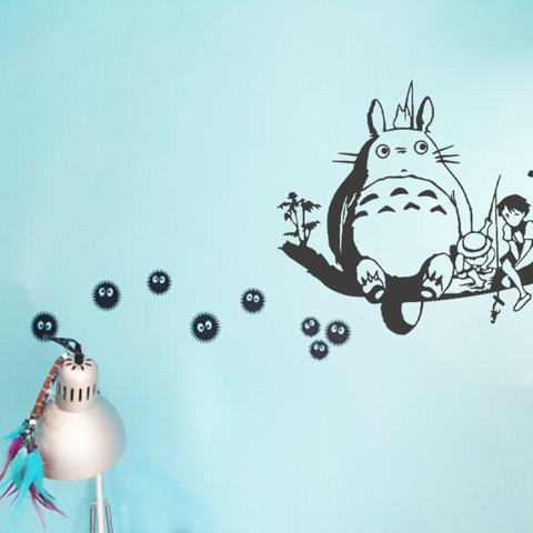 Free shipping Cute Kawaii Vinyl Wall Anime Decals - Ghibli Totoro - Soot Sprites Wall Art Applique Stickers Anime Decoration ► Photo 1/6