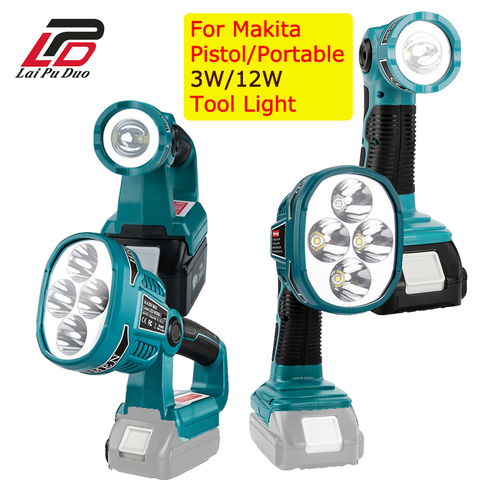 Suitable For Makita Pistol/Portable  3W/12W Tool Light Used For Makita 14.4/18V/20V Li-ion Battery BL1830/BL1845/BL1860/LXT400 ► Photo 1/6